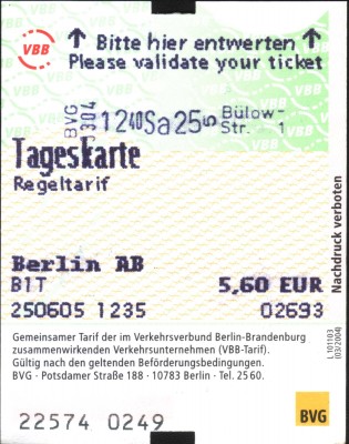 Берлинский дневной билет.