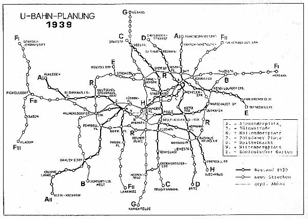 План 1939 года с кольцевой линией.