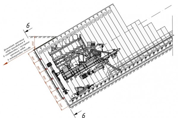 Расположение тюбингоукладчика ТНУ-4М в наклонном ходе