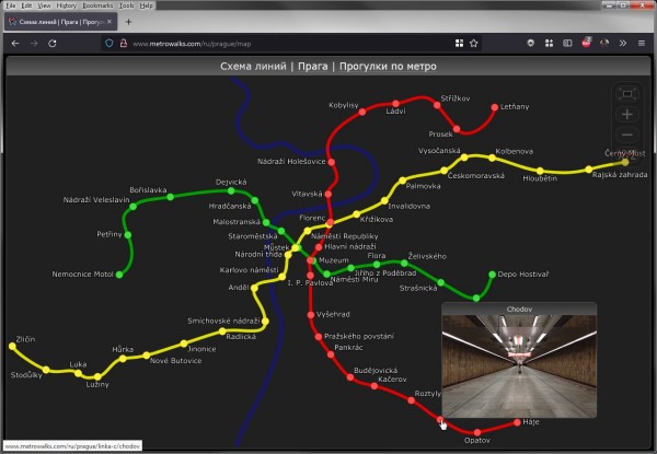 MetrowalksMapExample.jpg (127.74 КБ) 9434 просмотра Скриншот интерактивной карты Пражскего метра́ на «Прогулках по метро»